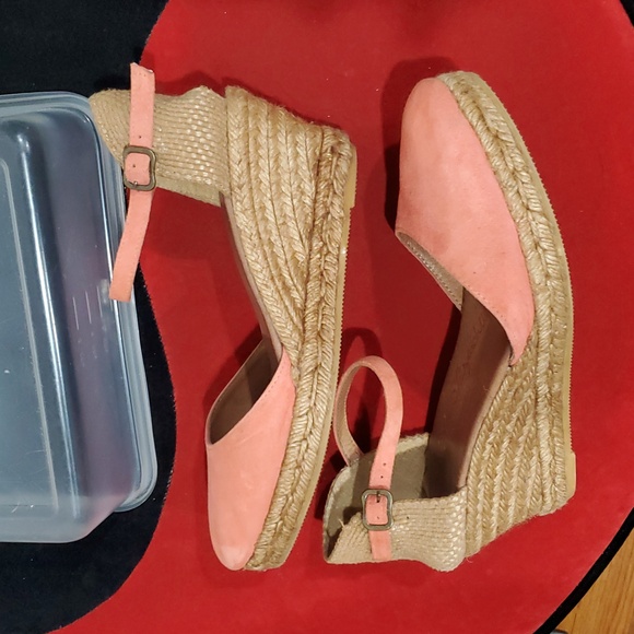 Gaimo Made In Spain Genuine Suede Espadrille Wedge In Coral Size 40 Or 9.5 - Picture 6 of 12